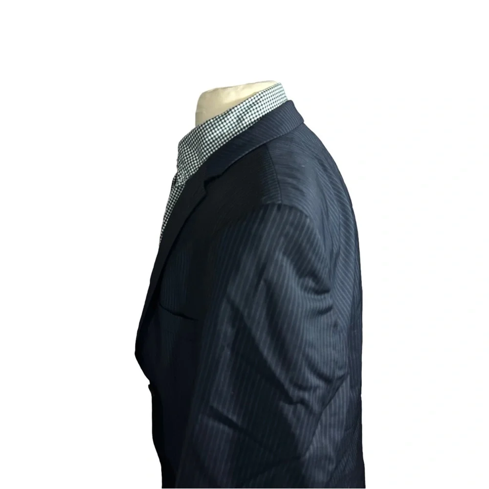 Hugo Boss Pasini2/Movie2 Navy & Periwinkle Stripe 2 Button Wool Suit Coat Sz 46L - Picture 4 of 16
